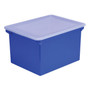 Storex Plastic File Tote, Letter/Legal Files, 18.5" x 14.25" x 10.88", Blue/Clear View Product Image