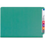 Smead End Tab Pressboard Classification Folders, Six SafeSHIELD Fasteners, 2" Expansion, 2 Dividers, Legal Size, Green, 10/Box View Product Image