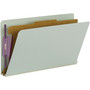 Smead End Tab Pressboard Classification Folders, Four SafeSHIELD Fasteners, 2" Expansion, 1 Divider, Legal Size, Gray-Green, 10/Box View Product Image