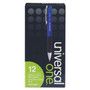 Universal Comfort Grip Ballpoint Pen, Retractable, Medium 1 mm, Blue Ink, Blue/Black Barrel, Dozen (UNV15541) View Product Image
