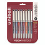uniball VISION Needle Rollerball Pen, Stick, Fine 0.7 mm, Assorted Ink and Barrel Colors, 8/Pack View Product Image
