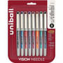 uniball™ Vision Needle Rollerball Pens - 0.7 mm Fine Needle Pen Point - Blue, Black, Green, Orange, Pink, Purple, Red Ink - Liquid - Silver Barrel Product Image 