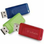 Microban 32GB Store 'n' Go USB Flash Drive - 3pk - Red, Green, Blue - 32 GB - USB 2.0 Type A - Blue, Green, Red Product Image 
