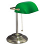 Alera Traditional Banker's Lamp, Green Glass Shade, 10.5w x 11d x 13h, Antique Brass View Product Image