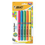 BIC Brite Liner Grip Pocket Highlighter, Assorted Ink Colors, Chisel Tip, Assorted Barrel Colors, 5/Set (BICGBLP51ASST) View Product Image