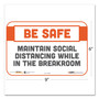 Tabbies BeSafe Messaging Repositionable Wall/Door Signs, 9 x 6, Maintain Social Distancing While In The Breakroom, White, 30/Carton (TAB29156) View Product Image