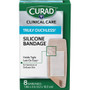 Curad Truly Ouchless Silicone Bandage - 8 - 1.65" Width x 4" Length - Beige - Silicone Product Image 
