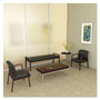 Alera Reception Lounge WL Series Three-Seat Bench, 65.75" x 22.25" x 22.88", Black Seat, Mahogany Base View Product Image