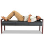 Alera Reception Lounge WL Series Three-Seat Bench, 65.75" x 22.25" x 22.88", Black Seat, Mahogany Base View Product Image
