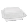 Pactiv Evergreen Vented Foam Hinged Lid Container, Dual Tab Lock Economy, 8.42 x 8.15 x 3, White, 150/Carton (PCTYTD18801ECON) View Product Image