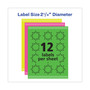 Avery High-Visibility ID Labels, Laser Printers, 2.25" dia, Assorted, 12/Sheet, 15 Sheets/Pack View Product Image