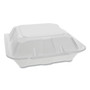 Pactiv Evergreen Vented Foam Hinged Lid Container, Dual Tab Lock, 9.13 x 9 x 3.25, White, 150/Carton (PCTYTD199010000) View Product Image