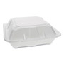 Pactiv Evergreen Vented Foam Hinged Lid Container, Dual Tab Lock, 3-Compartment, 9.13 x 9 x 3.25, White, 150/Carton (PCTYTD199030000) View Product Image