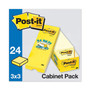 Post-it Notes Original Pads in Canary Yellow, Cabinet Pack, 3" x 3", 90 Sheets/Pad, 24 Pads/Pack View Product Image