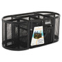 Rolodex Mesh Oval Pencil Cup Organizer, 4 Compartments, Steel, 9.38 x 4.5 x 4, Black (ROL1746466) View Product Image