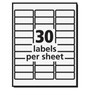 Avery EcoFriendly Mailing Labels, Inkjet/Laser Printers, 1 x 2.63, White, 30/Sheet, 25 Sheets/Pack View Product Image