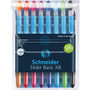 Schneider Slider Basic XB Ballpoint Pen Wallet - 1.4 mm Extra Broad Pen Point - Black, Red, Blue, Light Green, Orange, Violet, Pink, Light Blue Ink Product Image 