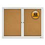 Quartet Enclosed Cork Bulletin Board for Outdoor Use - 36" Board Height x 48" Board Width - Brown Cork Surface - Hinged, Wear Resistant, Tear Resistant, Water Resistant, Shatter Proof, Acrylic Glass, Weather Resistant, Lock - Silver Aluminum Frame Product Image 