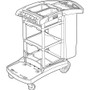 Rubbermaid Commercial High Capacity Cleaning Cart, Plastic, 4 Shelves, 2 Bins, 21.75" x 49.75" x 38.38", Black (RCP9T7200BK) View Product Image