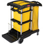 Rubbermaid Commercial High Capacity Janitorial Cart - 4" Caster Size - 48.25" Width x 22" Depth x 44" Height - Yellow, Black Product Image 