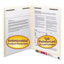 Smead Reinforced End Tab Fastener Folders, Antimicrobial Protection, 0.75" Expansion, 2 Fasteners, Letter Size, Manila, 50/Box View Product Image