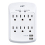 NXT Technologies Wall-Mount Surge Protector, 6 AC Outlets/2 USB Ports, 1,200 J, White View Product Image