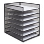 TRU RED Front-Load Enclosed Wire Mesh Horizontal Document Organizer, 6 Sections, Letter-Size, 9.25 x 13.38 x 13.38, Matte Black View Product Image