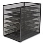 TRU RED Front-Load Enclosed Wire Mesh Horizontal Document Organizer, 6 Sections, Letter-Size, 9.25 x 13.38 x 13.38, Matte Black View Product Image