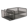 TRU RED Wire Mesh Combination Organizer, Vertical/Horizontal, 4 Sections, Letter-Size, 11.2 x 17.4 x 6.54, Matte Black View Product Image