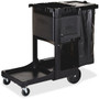 Rubbermaid Commercial Executive Janitor Cleaning Cart - 3 Shelf - 8" , 4" Caster Size - 21.75" Width x 46" Depth x 38" Height - Black Product Image 