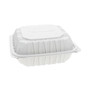 Pactiv Evergreen EarthChoice Vented Microwavable MFPP Hinged Lid Container, 8.5 x 8.5 x 3.1, White, Plastic, 146/Carton View Product Image