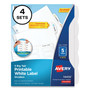 Avery Big Tab Printable White Label Tab Dividers, 5-Tab, 11 x 8.5, White, 4 Sets (AVE14432) View Product Image