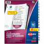 Avery 15-tab Custom Table of Contents Dividers - 90 x Divider(s) - 1-15, Table of Contents - 15 Tab(s)/Set - 8.5" Divider Width x 11" Divider Length - 3 Hole Punched Product Image 