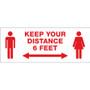 Avery Preprinted Surface Safe ID Decals, 8.38 x 3.25, Keep Your Distance 6 Feet, White Face, Red Graphics, 15/Pack (AVE83079) View Product Image