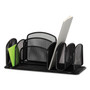 Safco Deluxe Organizer, 6 Compartments, Steel, 12.5 x 5.25 x 5.25, Black (SAF3251BL) View Product Image