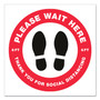 Avery Social Distancing Floor Decals, 10.5" dia, Please Wait Here, Red/White Face, Black Graphics, 5/Pack View Product Image