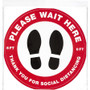 Avery Social Distancing Floor Decals, 10.5" dia, Please Wait Here, Red/White Face, Black Graphics, 5/Pack View Product Image