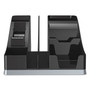 deflecto Silhouettes All-In-One Caddy, 6 Compartments, Plastic, 8.13 x 9.13 x 5.19, Black/Silver View Product Image