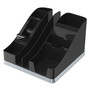 deflecto Silhouettes All-In-One Caddy, 6 Compartments, Plastic, 8.13 x 9.13 x 5.19, Black/Silver View Product Image