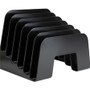 Business Source 6-slot Inclined Desk Step Sorter - 6 Compartment(s) - 6.50" Height x 8" Width x 7.75" Depth - Desktop - 25% Recycled - Black Product Image 