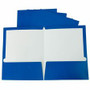 Business Source Letter Pocket Folder - 8 1/2" x 11" - 100 Sheets Capacity - 2 Internal Pocket(s) - Blue - Laminated, Durable, Die-cut Product Image 