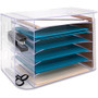 Business Source 6-tray Jumbo Desk Sorter - 3 Pocket(s) - 6 Compartment(s) - 12.25" Height x 18.13" Width x 10" Depth - Desktop - Clear Product Image 