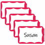 C-Line Self-adhesive Color Border Name Badges - 3 1/2" Width x 2 1/4" Length - Removable Adhesive - Rectangle - Red - Self-adhesive Product Image 