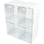 deflecto Tilt Bin Interlocking 4-Bin Organizer, Plastic, 4.63 x 4.88 x 5.5, White/Clear View Product Image