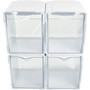 deflecto Tilt Bin Interlocking 4-Bin Organizer, Plastic, 4.63 x 4.88 x 5.5, White/Clear View Product Image