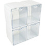 Deflecto Tilt Bin Interlocking Storage Organizer - 5.50" Height x 5.25" Width x 4.75" Depth - Desktop - Interlockable, Stackable - White Product Image 