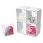 deflecto Tilt Bin Interlocking 4-Bin Organizer, Plastic, 4.63 x 4.88 x 5.5, White/Clear View Product Image