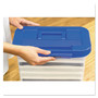 Bankers Box Heavy-Duty Portable File Box, Letter Files, 14.25" x 8.63" x 11.06", Clear/Blue (FEL0086301) View Product Image