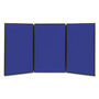 Quartet Show-It! Three-Panel Display System, 72" x 36", Blue/Gray Surface, Black PVC Frame View Product Image