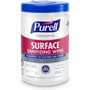 PURELL Foodservice Surface Sanitizing Wipes - Ready-To-Use - 10" Length x 7" Width - Rinse-free, Fragrance-free, Durable - 110/Tub Product Image 